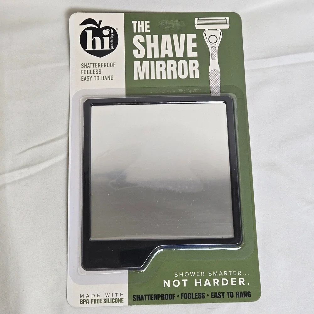 Hi Peach Layne Shave Mirror Black Shatterproof Fogless Easy To Hang New